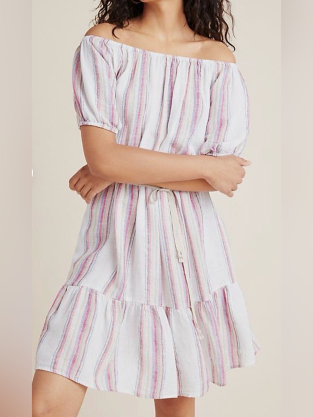 Velvet by Graham & Spencer - Cinthia striped linen blend summer mini dress